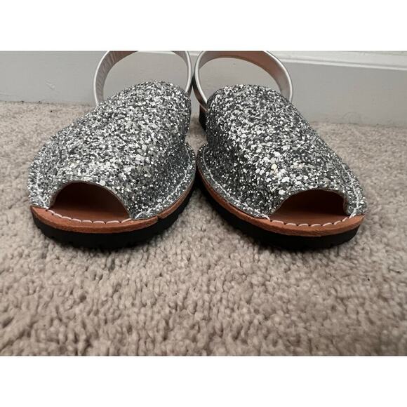 Naturals Menorca Glitter Leather Slingback Sandals Silver Womens Size 41 / US 11 - Picture 4 of 10